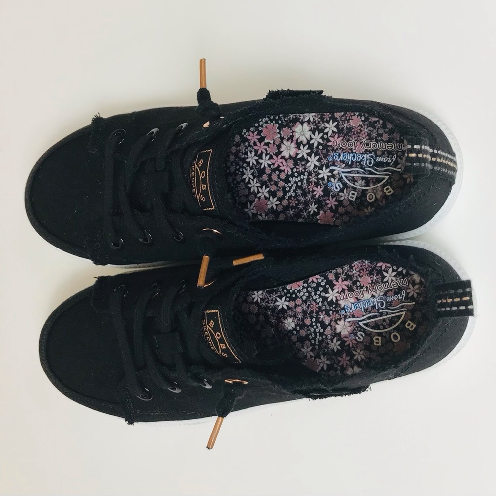BOBS from Skechers Black Sneakers with Lace-Up Design (NWOT)